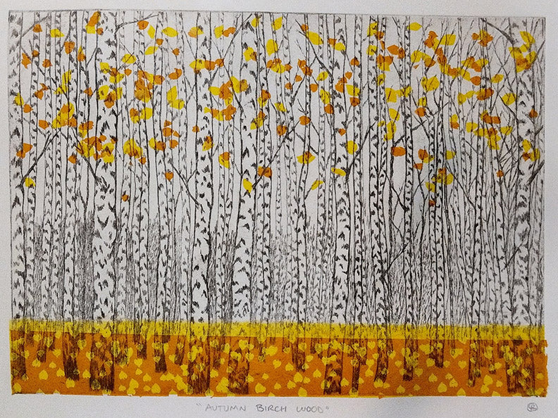 Birch Wood Etching - Autumn Leaves Edition