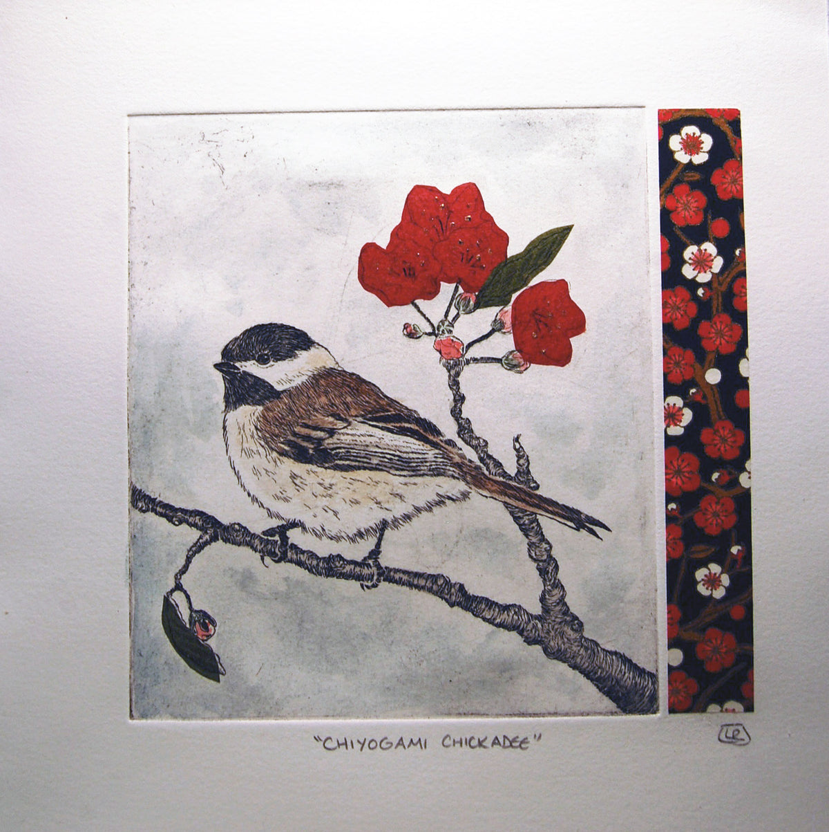 Chiyogami Chickadee - Red Variation